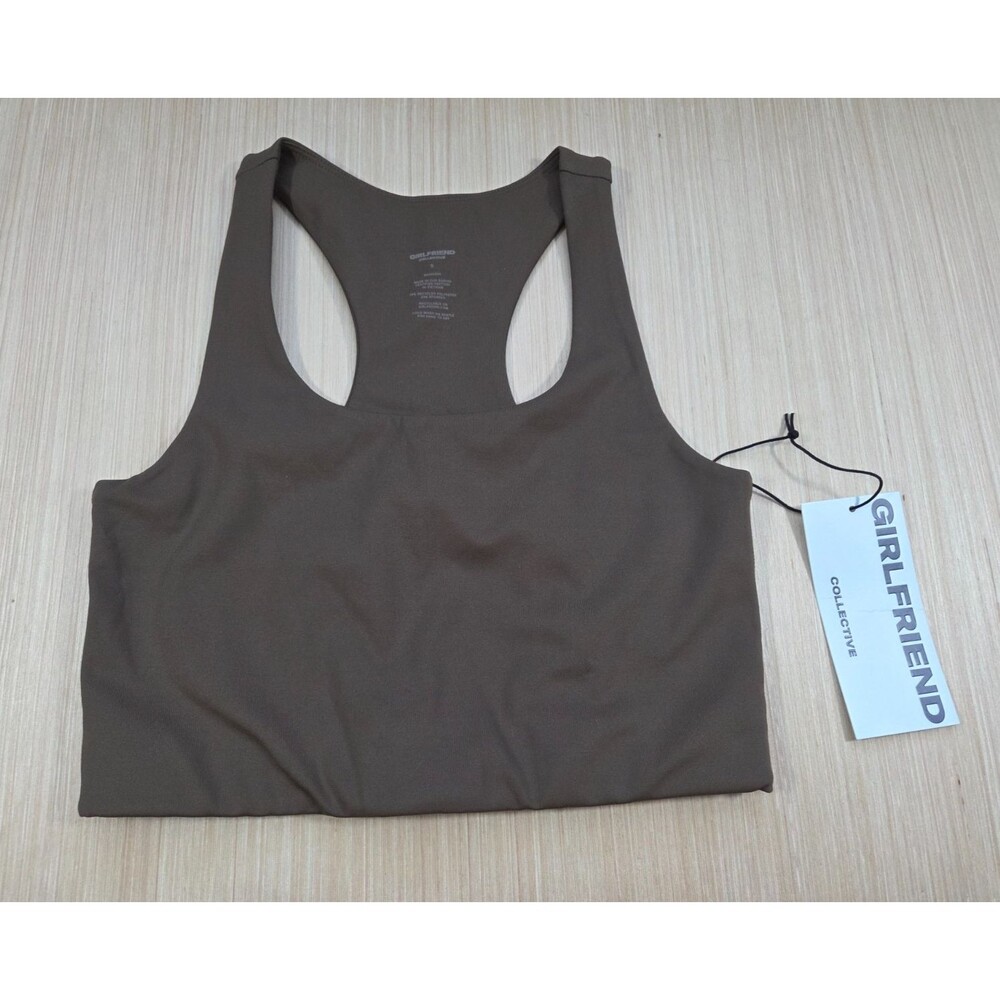 Girlfriend Collective Paloma Racerback Bra in Brown Women's Small Activewear